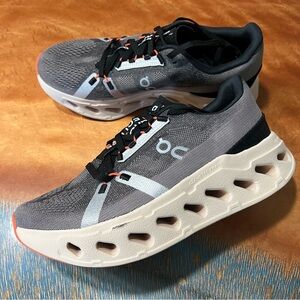 On Running Gray and White Athletic Shoes